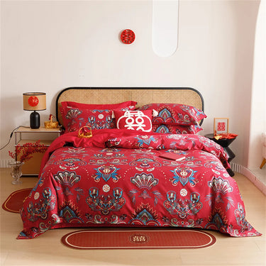 Bohemian Paisley European Luxury Egyptian Cotton Linens Bedding Set
